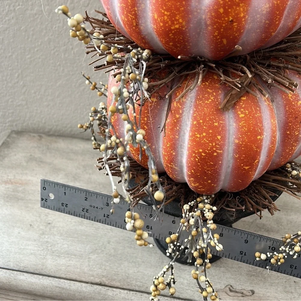 Fall Harvest Autumn Rustic Farmhouse Stacked Pumpkin Topiary